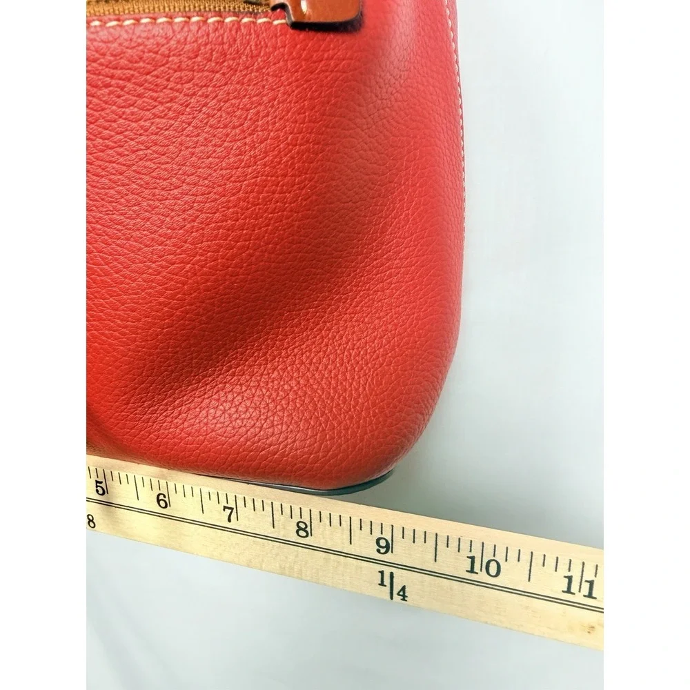 Dooney & Bourke Pebble Grain Red Drawstring Bucket Bag Leather Crossbody Purse